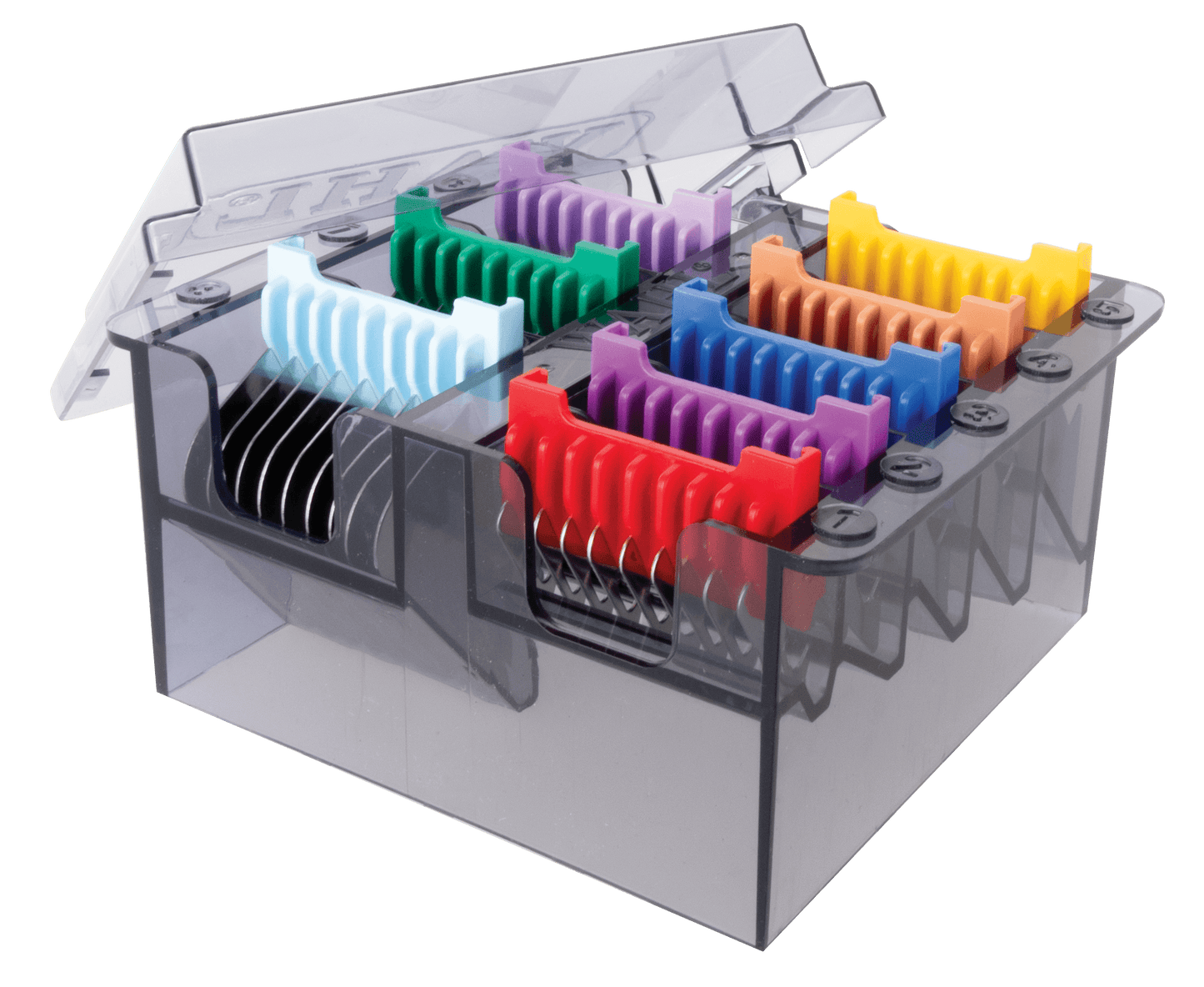 8 PC STAINLESS STEEL SLIDE ON COMBS WITH ORGANIZER FOR 5-IN-1 BLADE